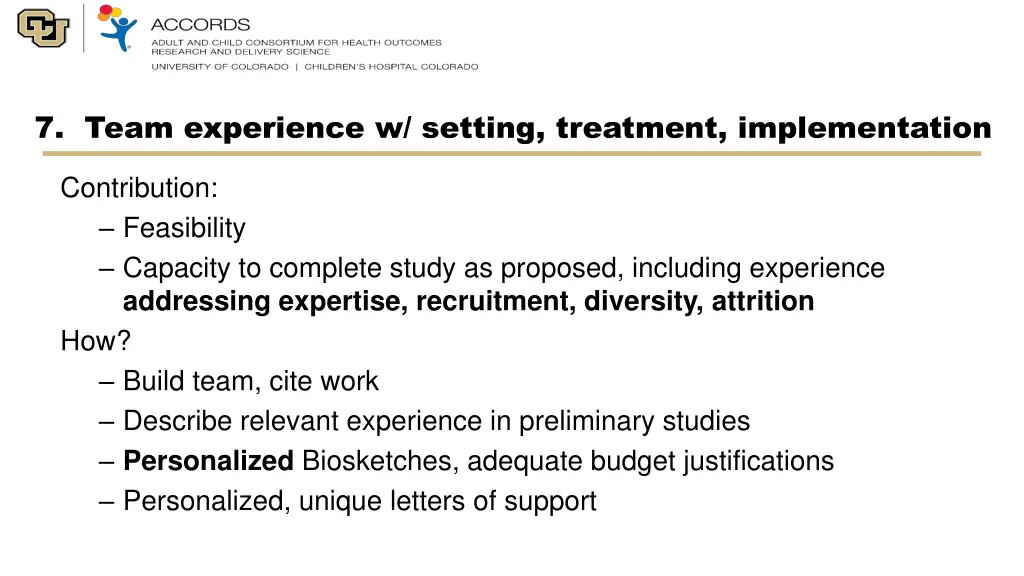7 team experience w setting treatment