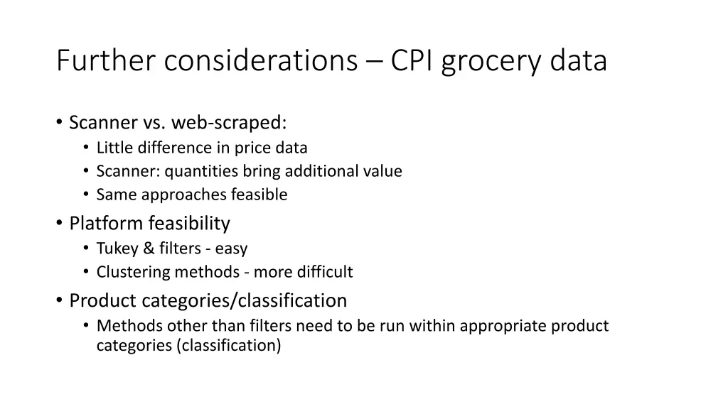 further considerations cpi grocery data