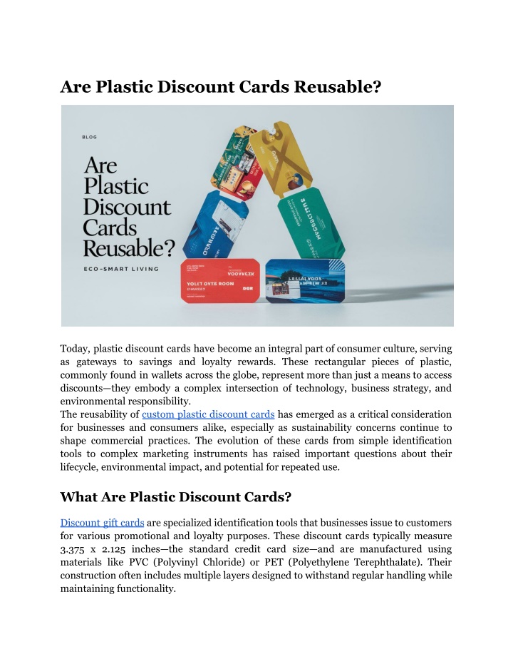 are plastic discount cards reusable