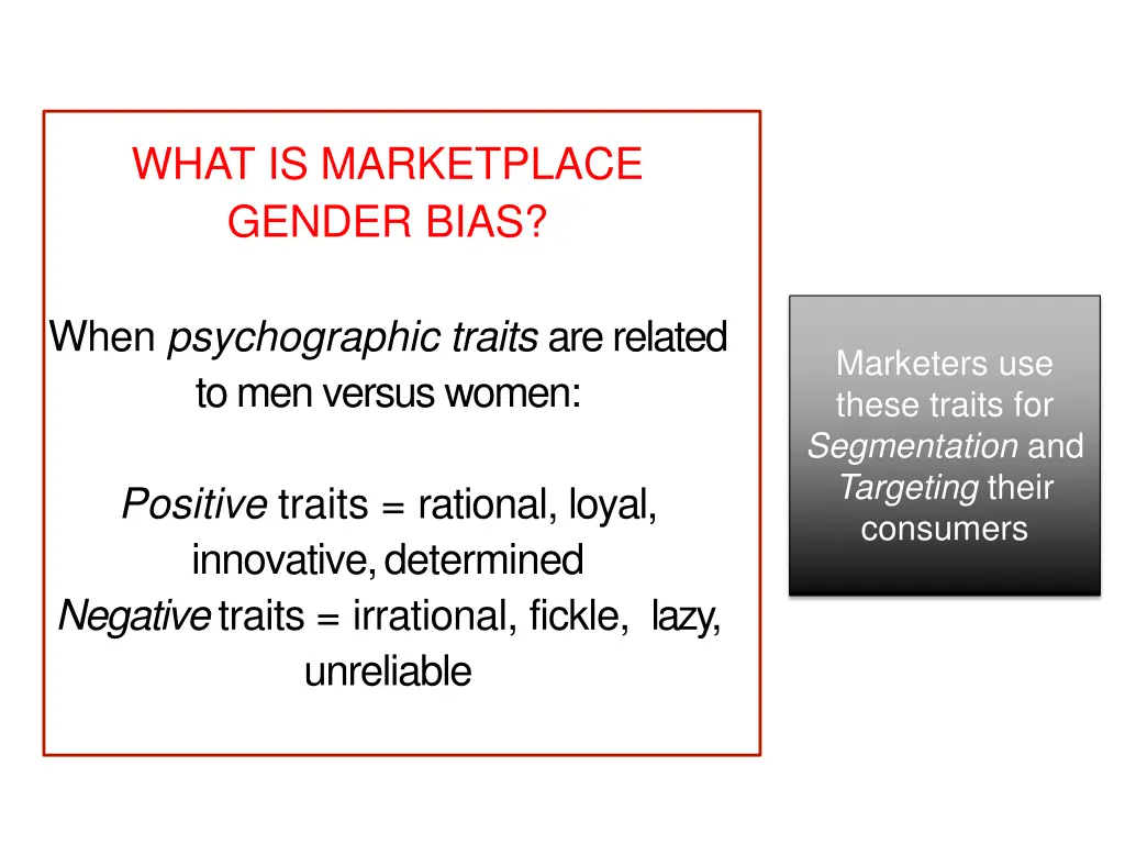 what is marketplace gender bias when