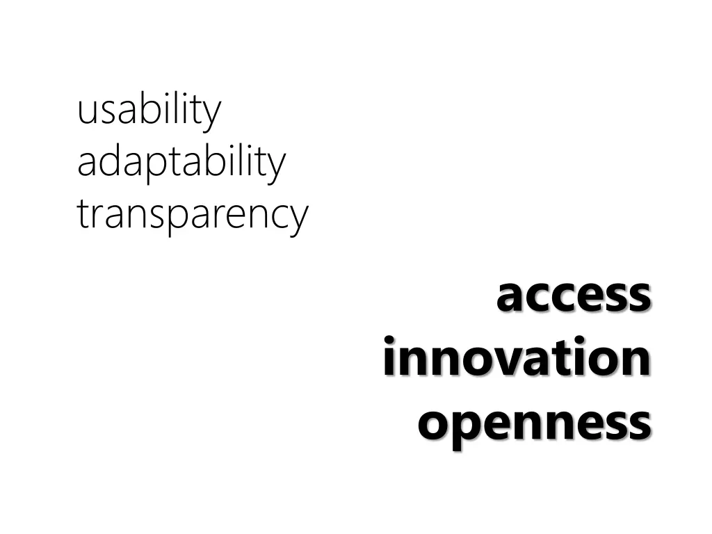 usability adaptability transparency