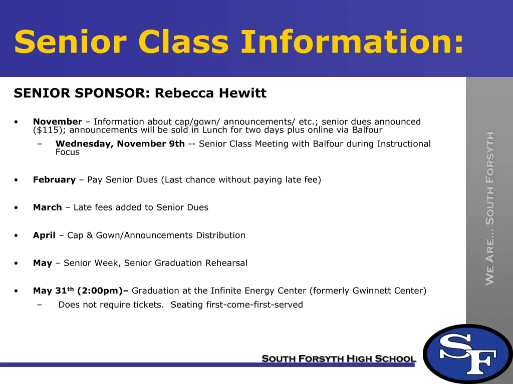 senior class information