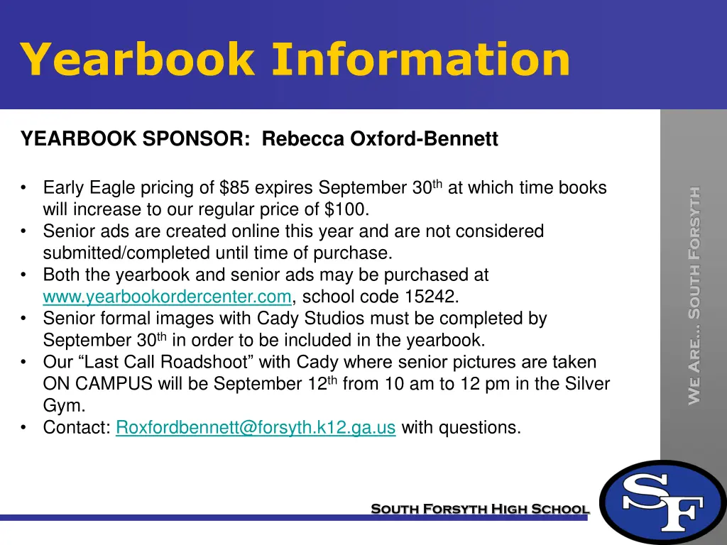 yearbook information