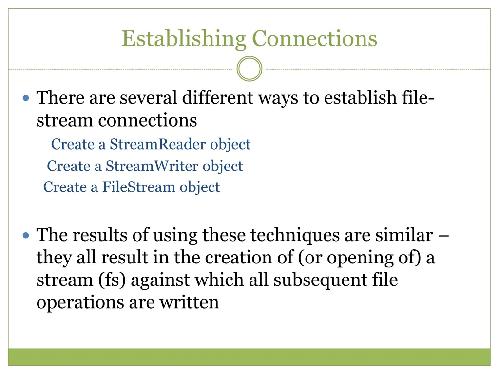 establishing connections