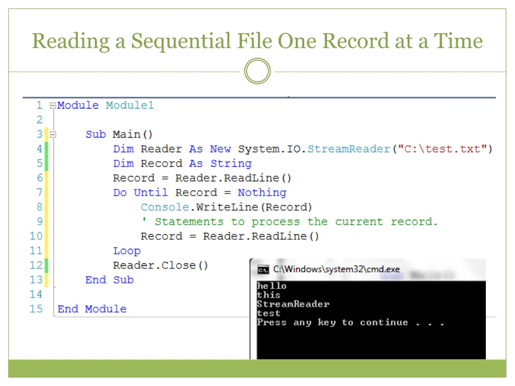 reading a sequential file one record at a time