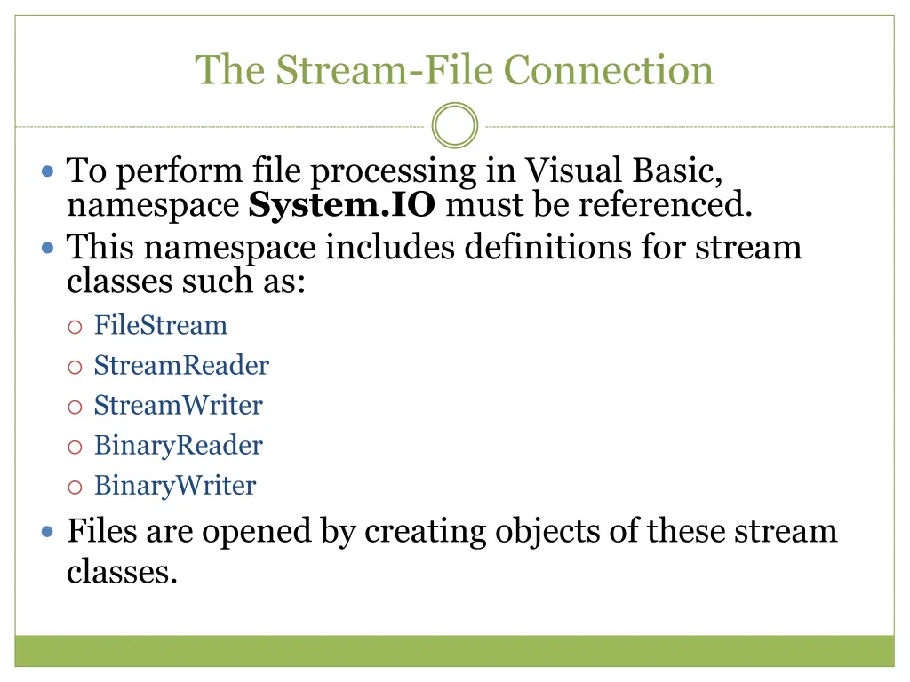 the stream file connection