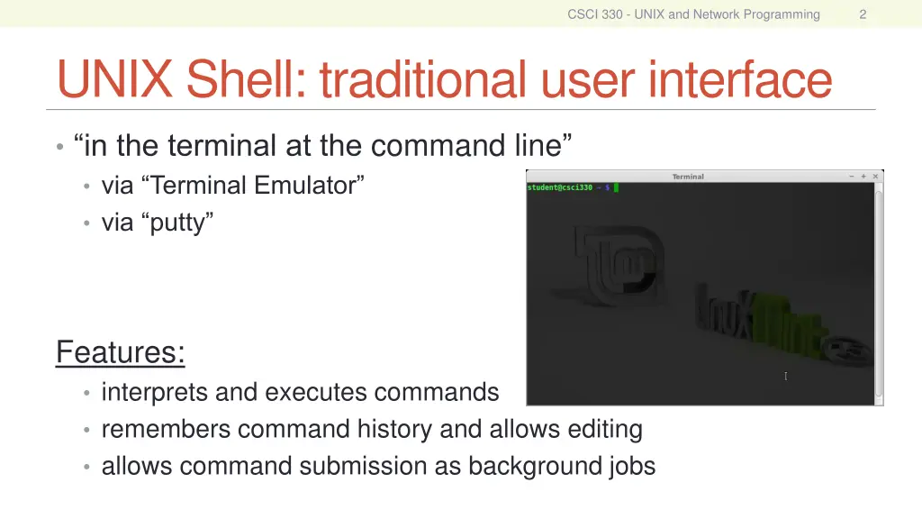 csci 330 unix and network programming 1