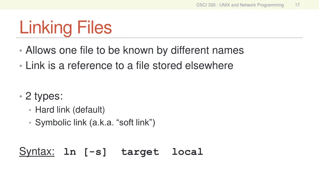 csci 330 unix and network programming 16