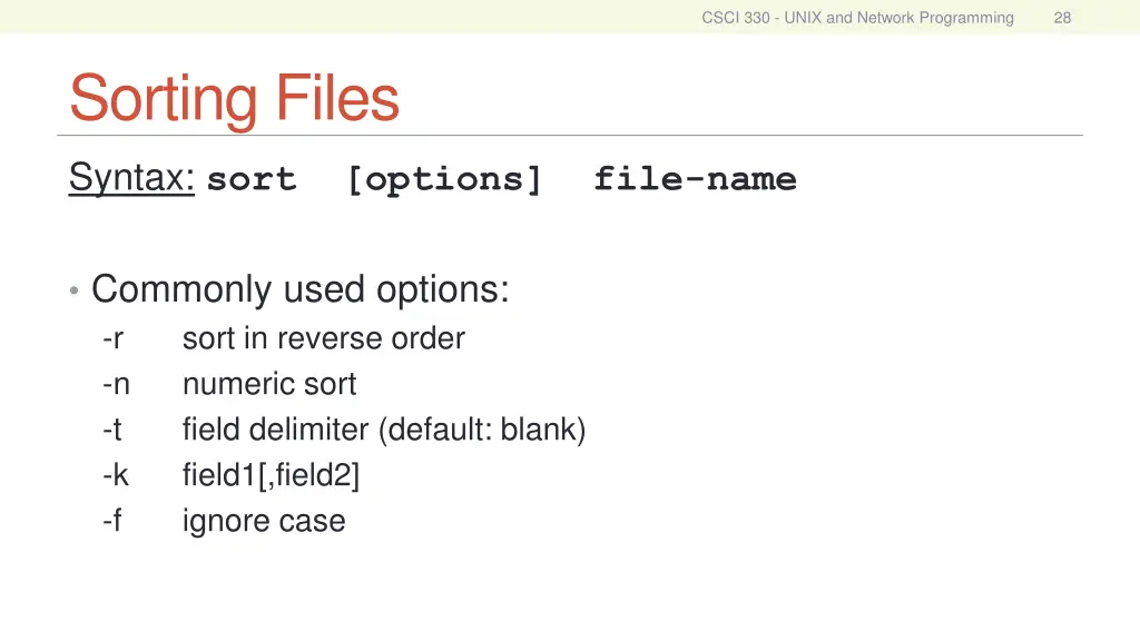 csci 330 unix and network programming 27