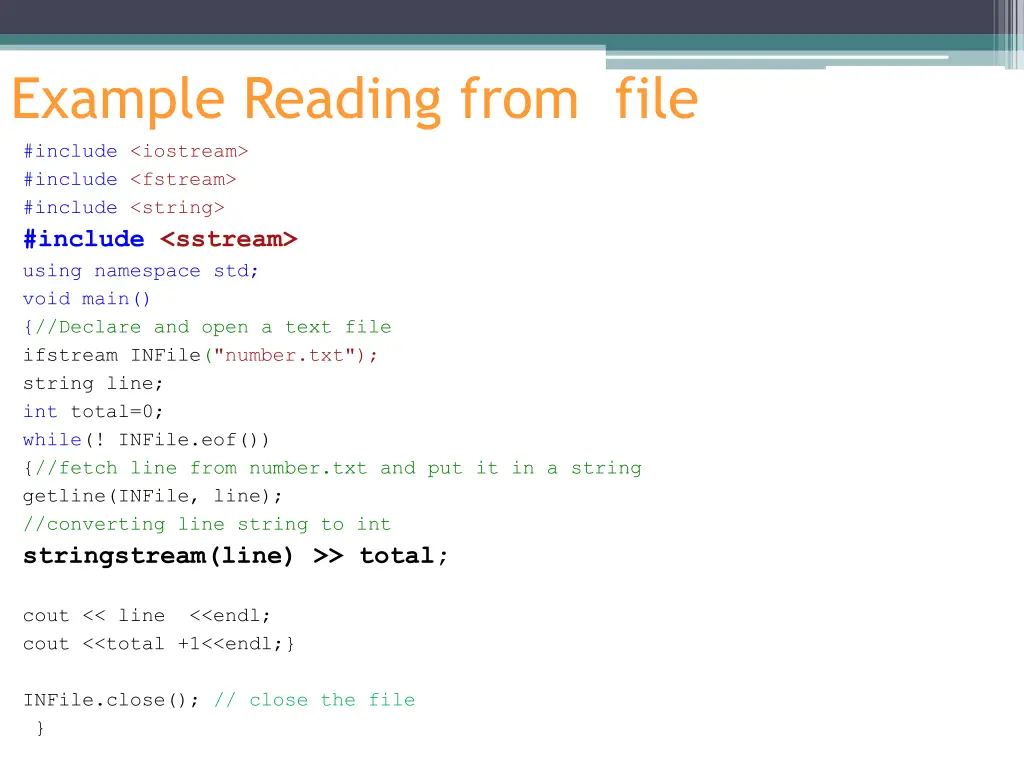 example reading from file include iostream