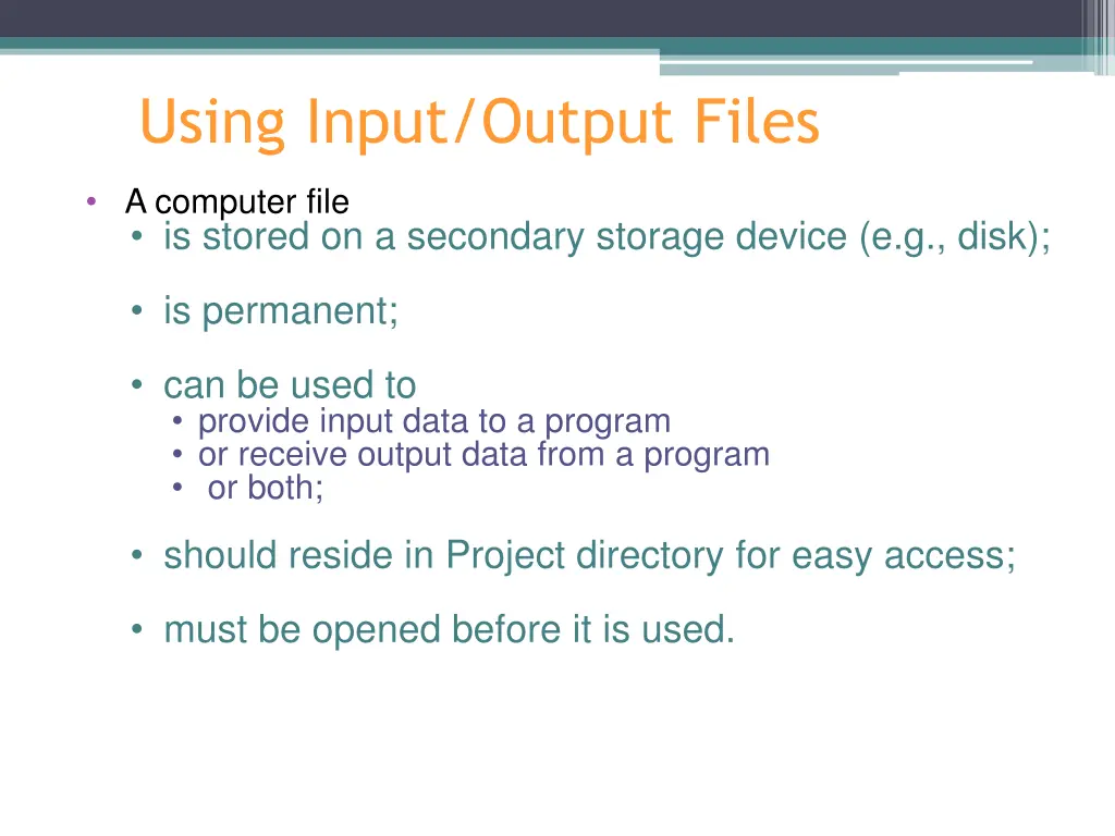 using input output files