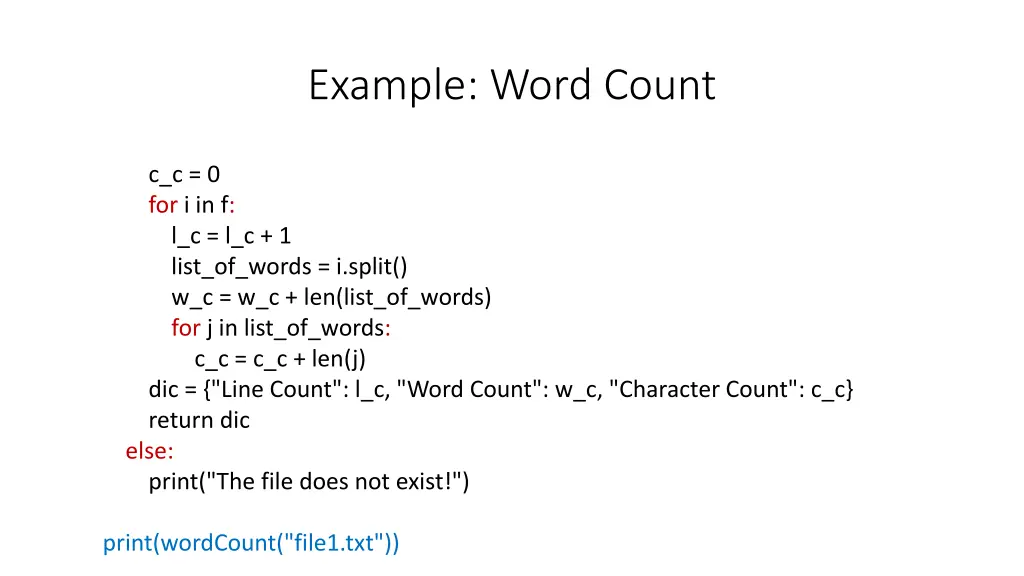 example word count 1