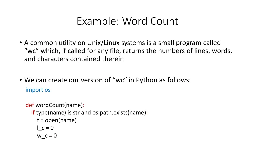 example word count