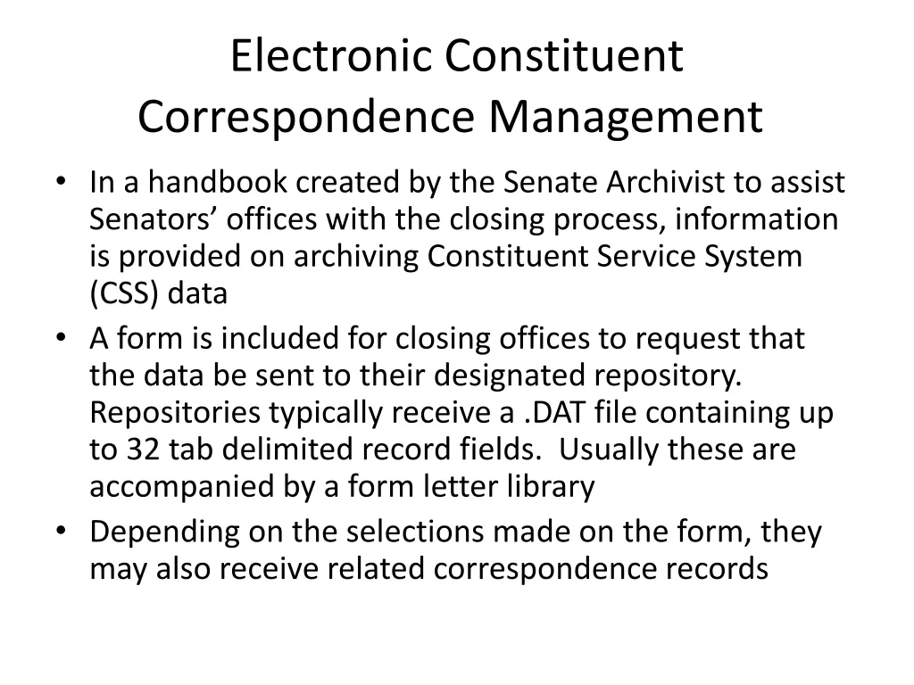 electronic constituent correspondence management