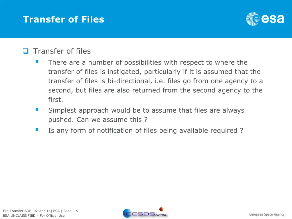 transfer of files