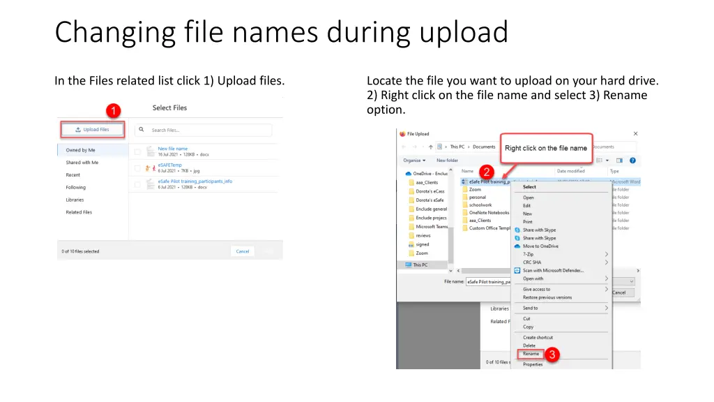 changing file names during upload