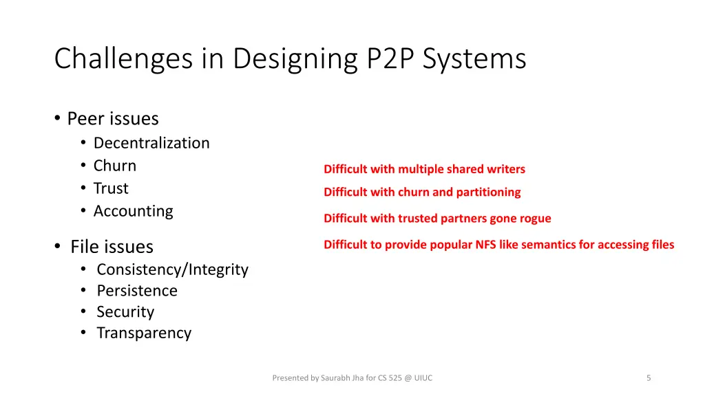 challenges in designing p2p systems