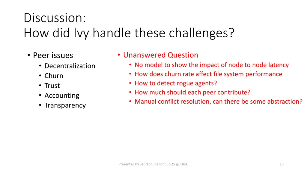 discussion how did ivy handle these challenges