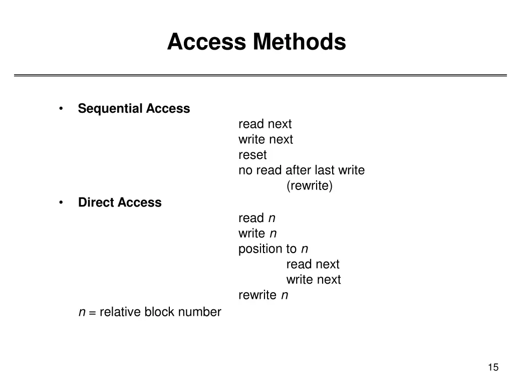 access methods