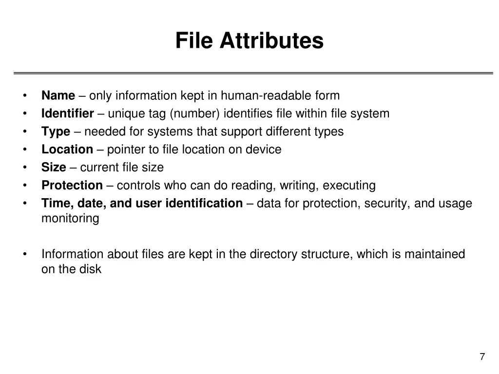 file attributes