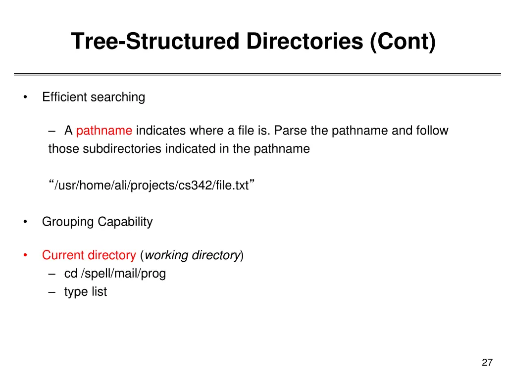 tree structured directories cont