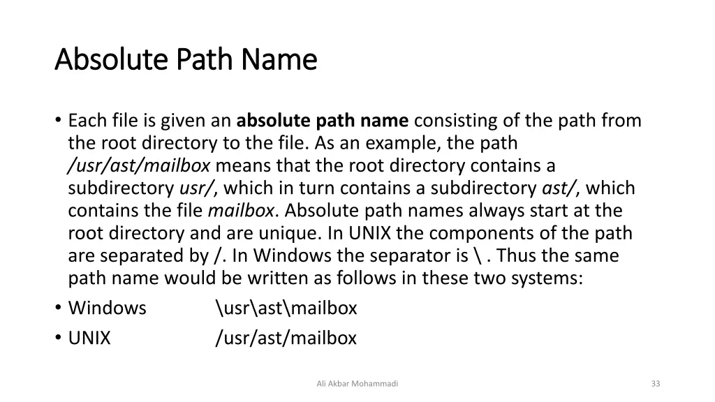 absolute path name absolute path name