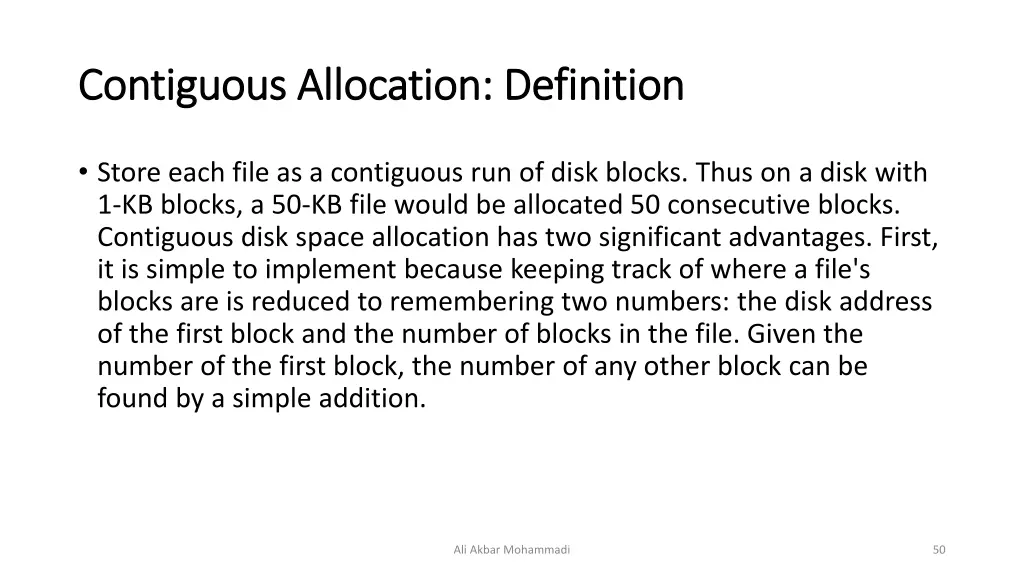 contiguous contiguous allocation definition