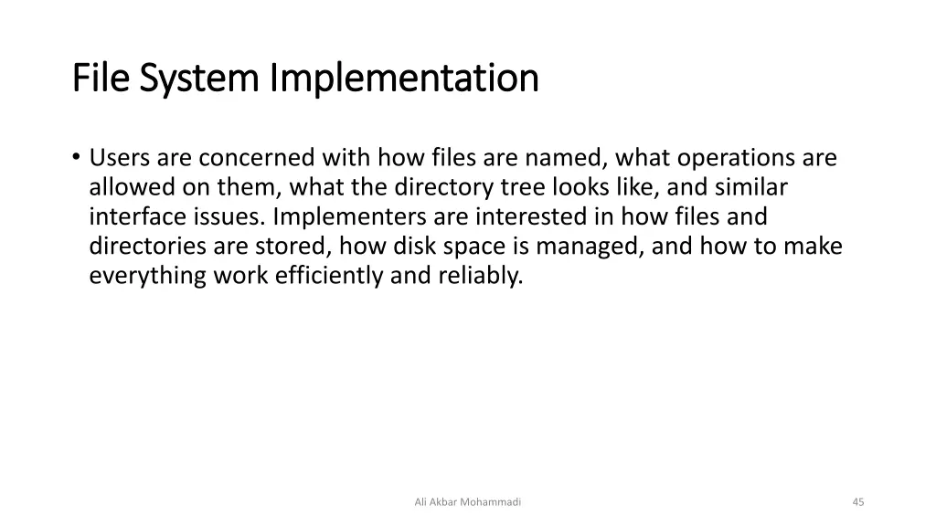 file system implementation file system