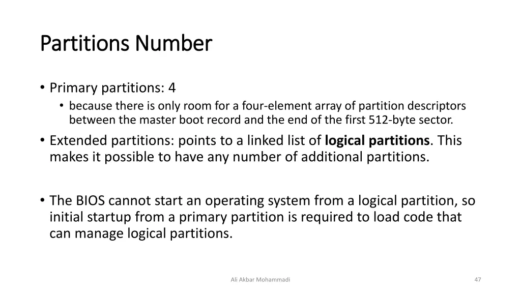 partitions number partitions number