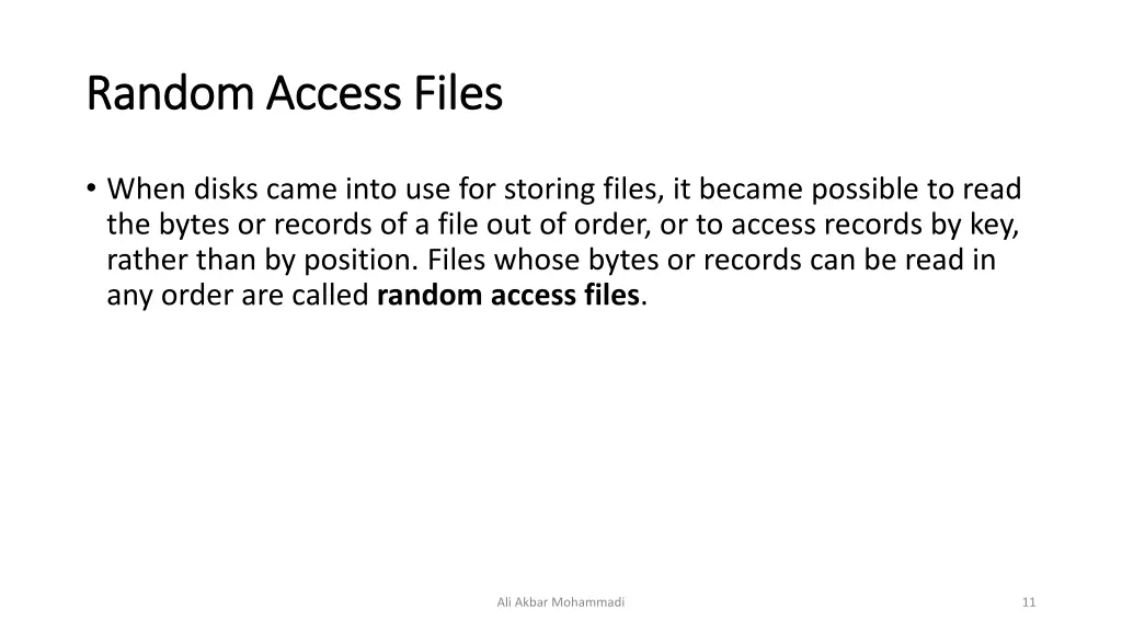 random access files random access files