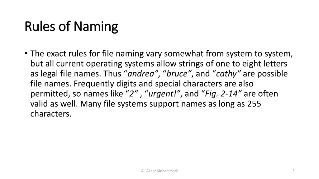 rules of naming rules of naming