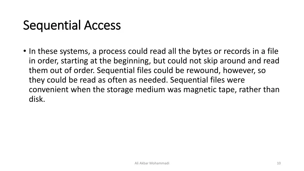 sequential access sequential access