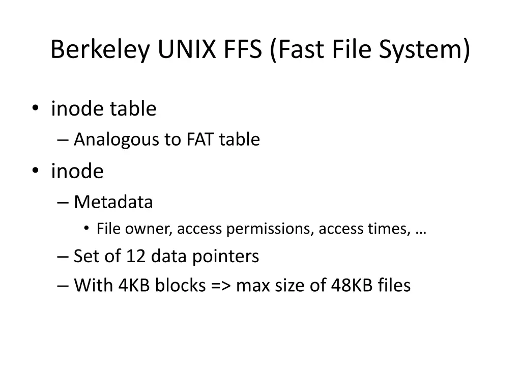 berkeley unix ffs fast file system