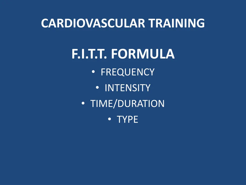 cardiovascular training