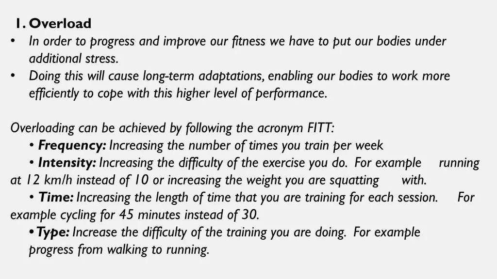 1 overload in order to progress and improve