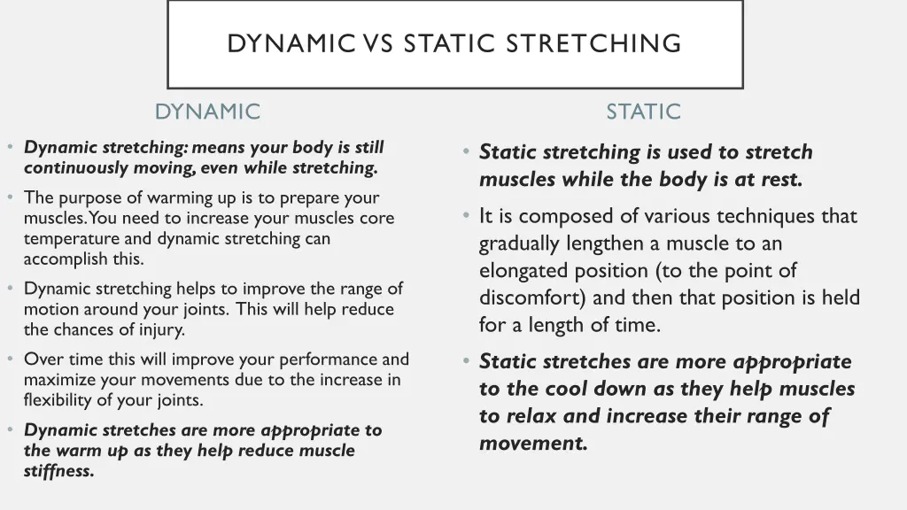 dynamic vs static stretching