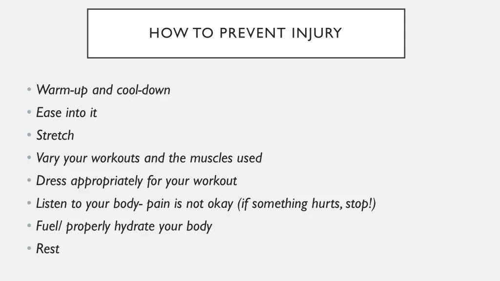 how to prevent injury