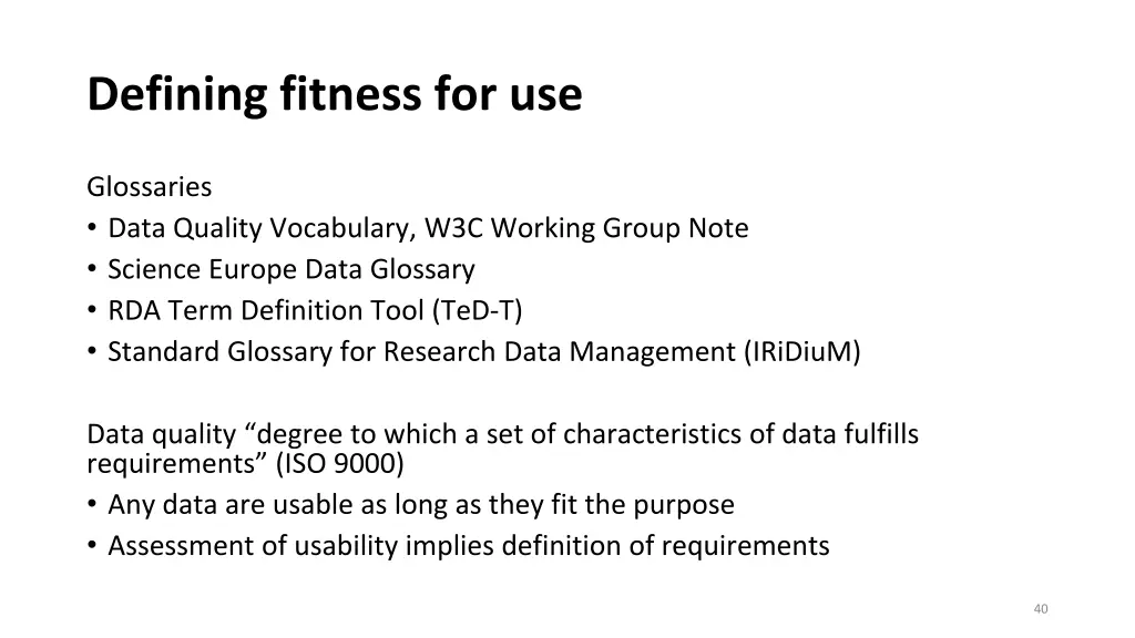 defining fitness for use