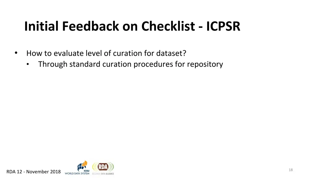 initial feedback on checklist icpsr 2