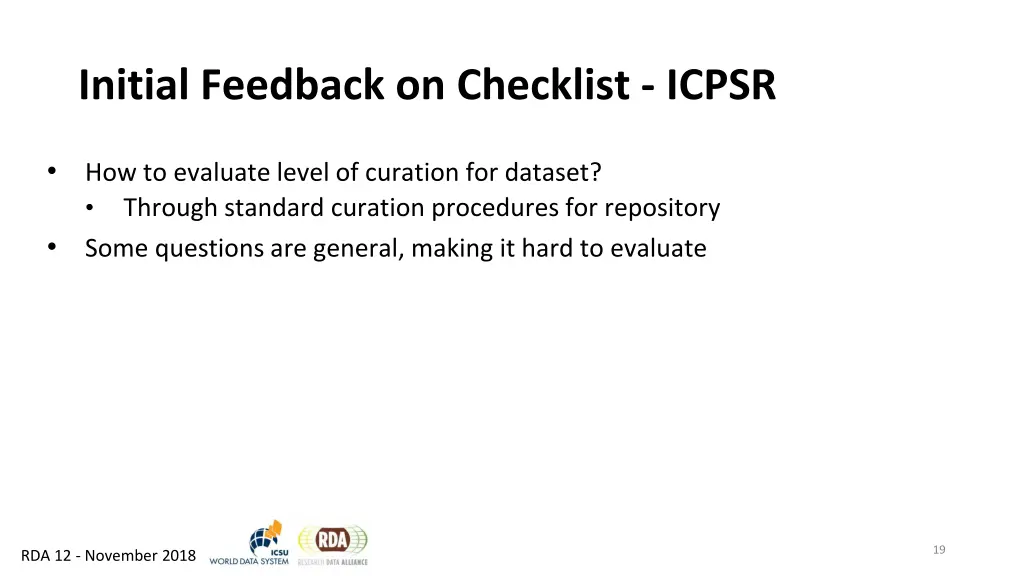 initial feedback on checklist icpsr 3