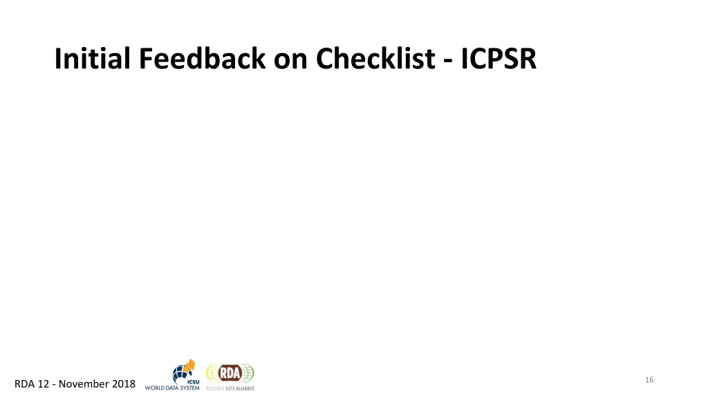 initial feedback on checklist icpsr