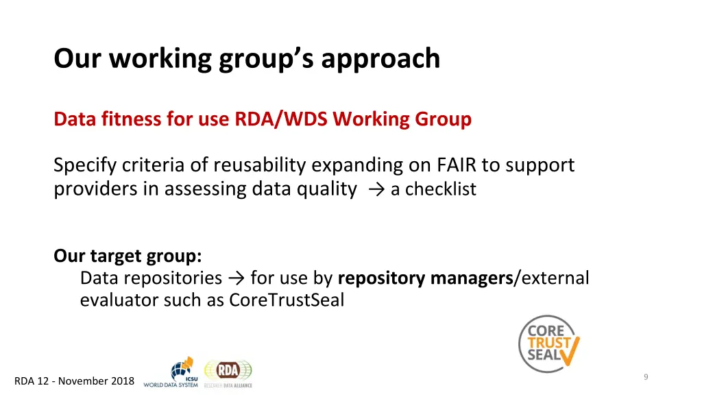 our working group s approach 3