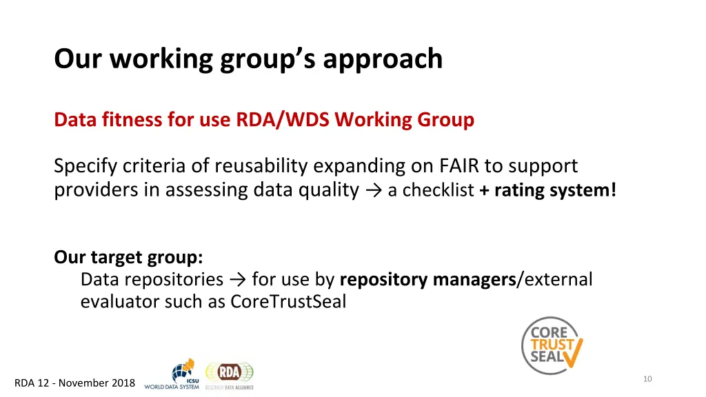 our working group s approach 4