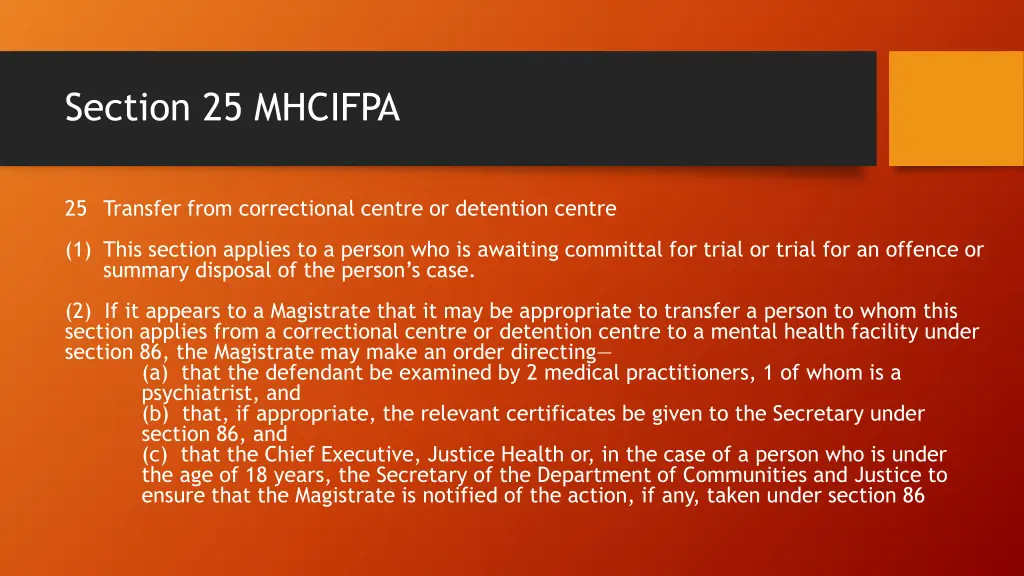 section 25 mhcifpa