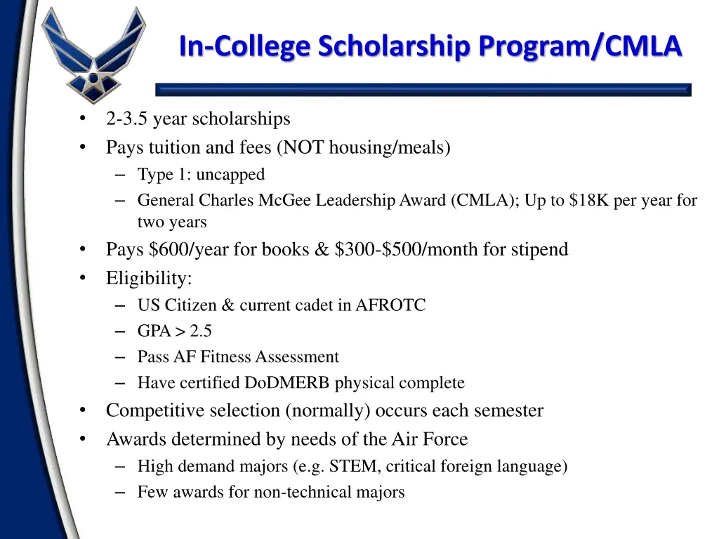 in college scholarship program cmla