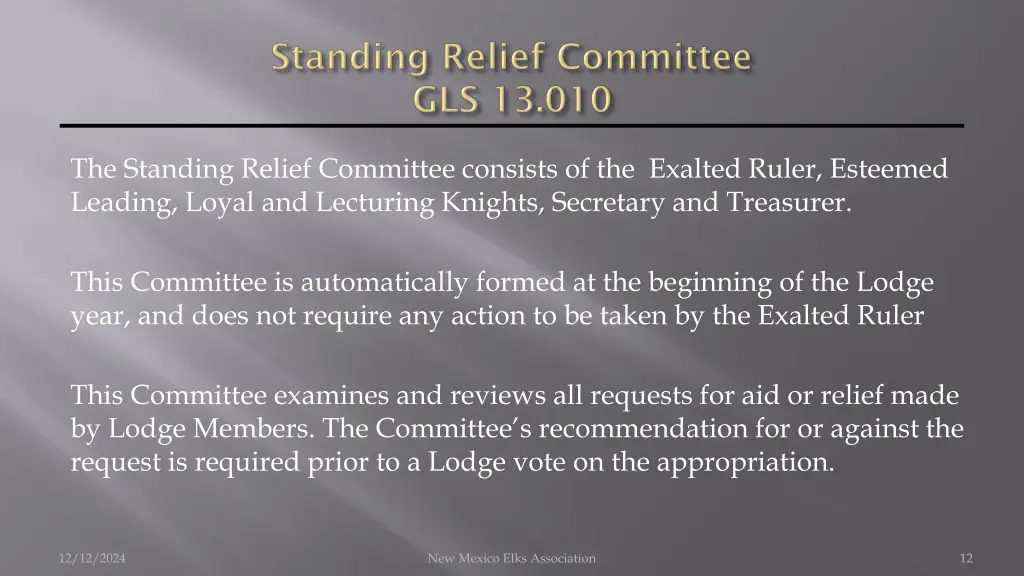 the standing relief committee consists