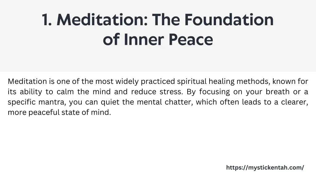 1 meditation the foundation of inner peace