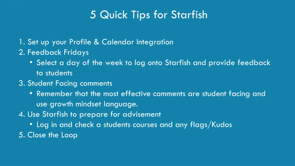 5 quick tips for starfish