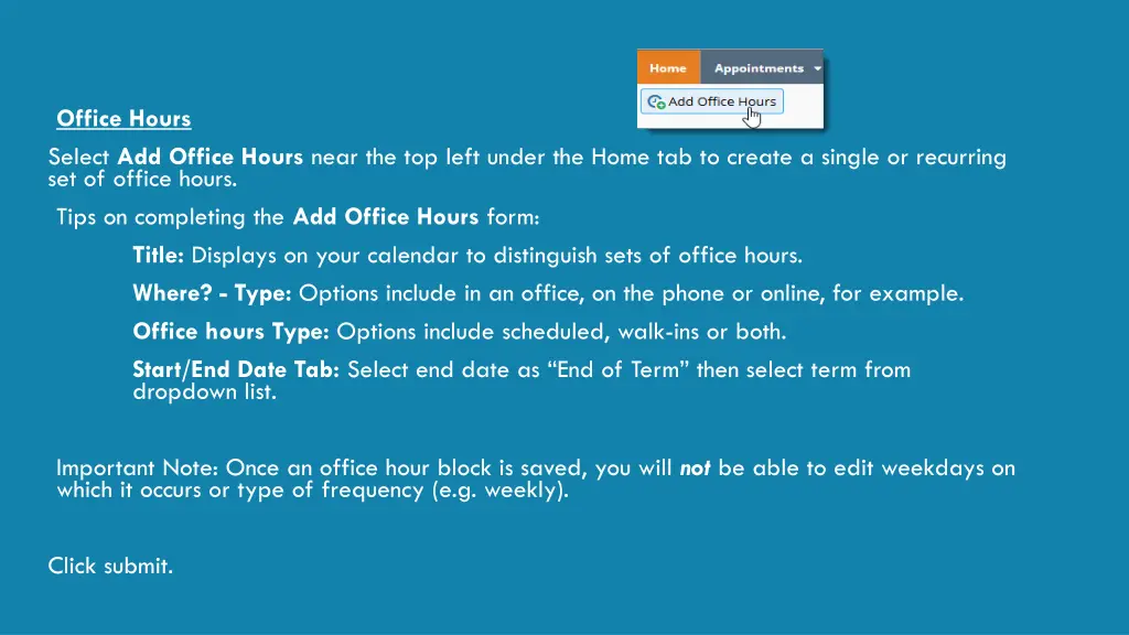 office hours select add office hours near