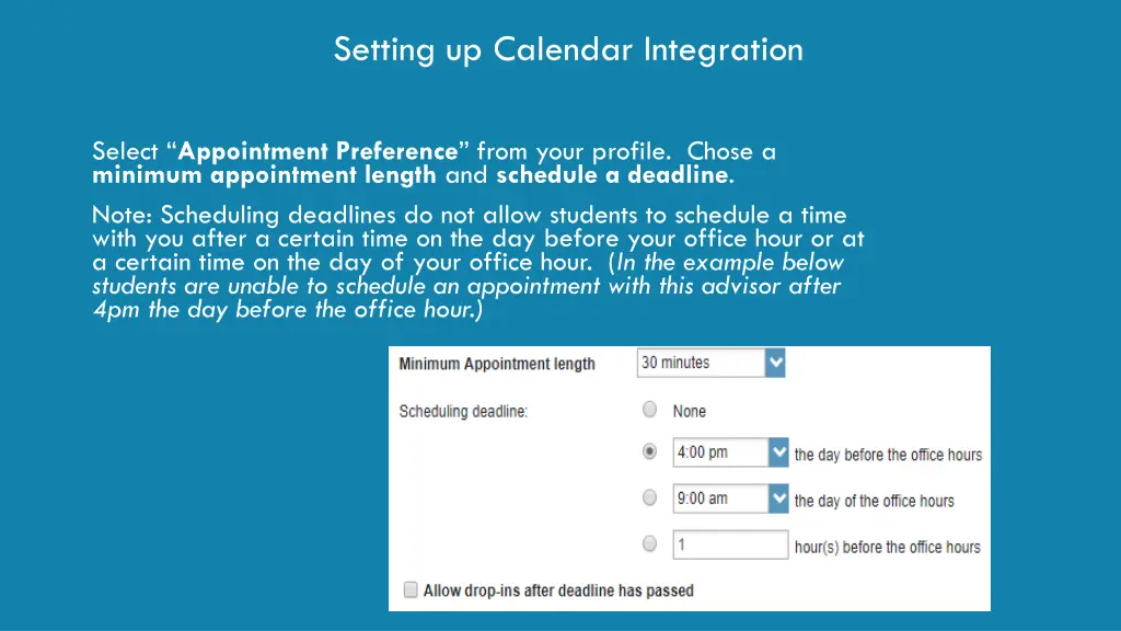 setting up calendar integration